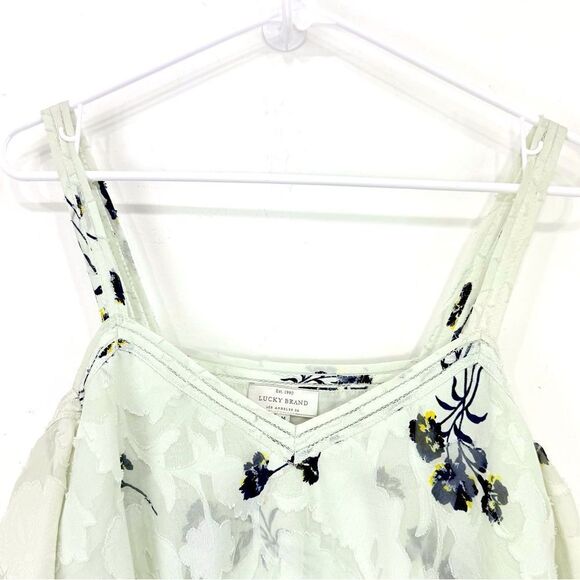 Lucky Brand Pale Blue Navy Blue Floral Print Cold Shoulder Flowy Romantic Blouse - Picture 6 of 14